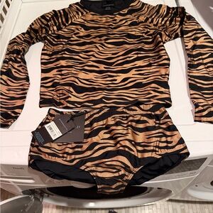 Cynthia Rowley Tiger Stripe Long Sleeve Swim Set.